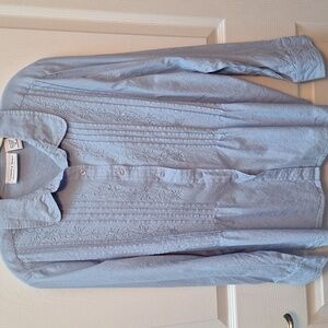 C womens Country Store casual solid blue button front shirt XL